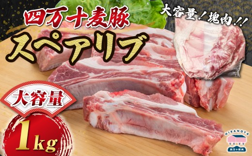 【期間限定】四万十麦豚 スペアリブ 約1kg／Ahc-A26 肉 豚肉 ブランド豚 スペアリブ BBQスペアリブ  骨付き肉 四万十町 冷凍 麦豚 ブロック肉 バーベキュー 煮込み