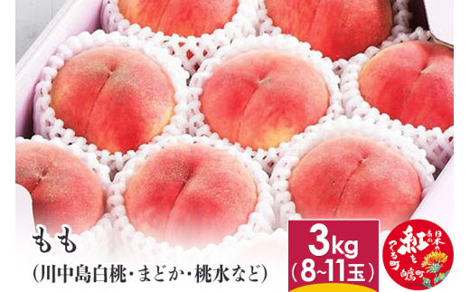 
もも (川中島白桃・まどか・桃水など) 3kg 山形県産 フルーツ 果物
