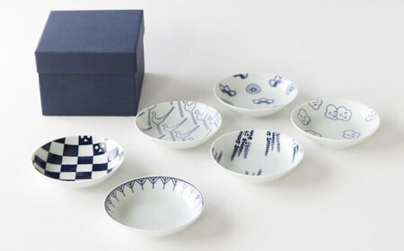 【波佐見焼】京伝小紋 丸 小皿 6枚セット 【奥川陶器】[KB80]