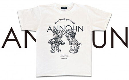 ［ANNOUN］Painting Bear Ｔシャツ ホワイト ／ 服 白 アパレルブランド 絵画 アート コラボレーション アンノウン 福祉 就労支援 就労継続支援B型事業所 アトリエ・アンノウン 