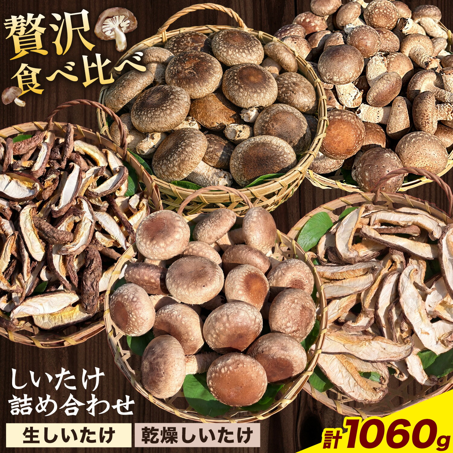 【ふるさと納税】しいたけ きのこ 野菜 しいたけ詰め合わせセット 計1060g 《30日以内に出荷予定(土日祝除く)》 LifeSS株式会社 乾燥 生 椎茸 シイタケ 千葉県 我孫子市