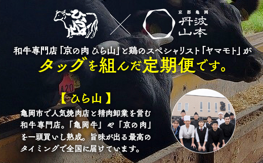 【訳あり 緊急支援】【6回定期便】和牛と地鶏 毎月交互にお届け＜京都亀岡丹波山本×ひら山＞京の肉＆地鶏丹波黒どり・丹波赤どり お楽しみセット≪生活応援 特別返礼品≫◇※2025年2月頃発送予定（初回分