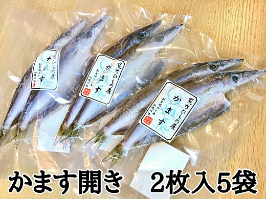 
熊野の老舗干物屋　畑辰商店【かます開き☆2尾入り】×5袋
