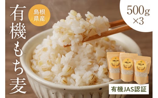 【先行予約】有機JAS認証 島根県産 有機もち麦 500g×3〈2025年7月以降順次発送〉 1.5kg 国産 もち麦 1.5キロ 特産品 食品 【149_1335】
