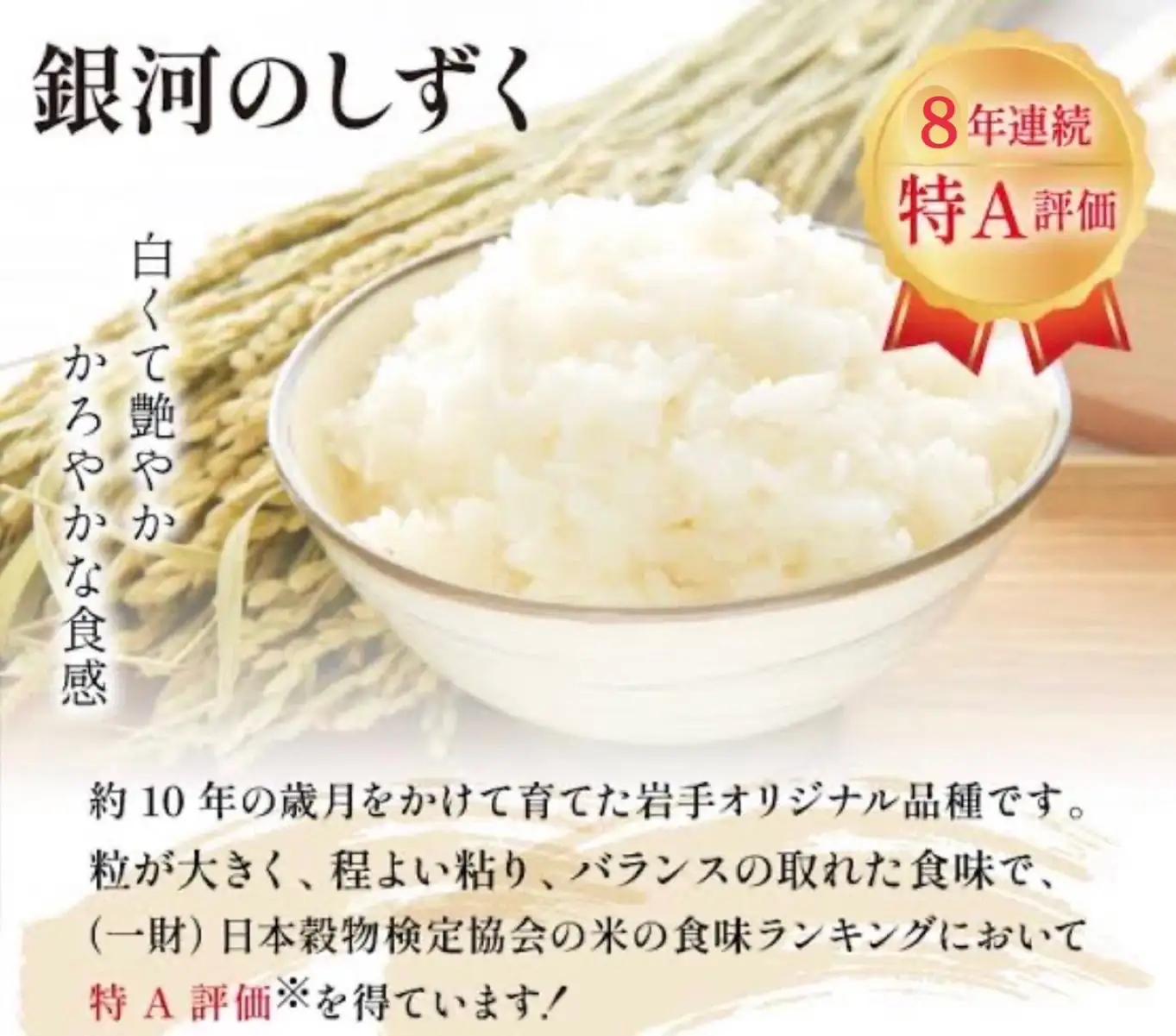 岩手県産銀河のしずく 10kg(5㎏×2）　精米 【2572】