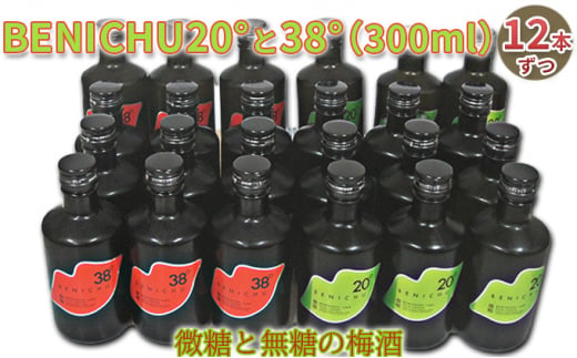 
BENICHU20°と38°（300ml）12本ずつ　微糖と無糖の梅酒 [№5580-0506]
