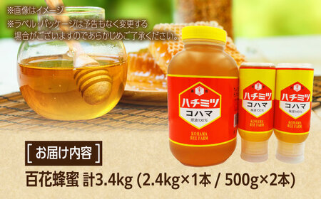 蜂蜜 コハマのハチミツ 百花蜂蜜 計3.4kg (2.4kg×1本 / 500g×2本)   BCAQ009