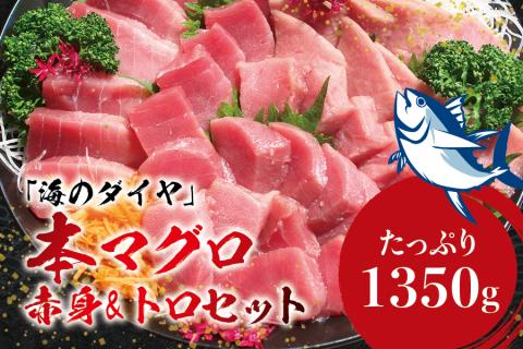 本マグロ（養殖）トロ＆赤身セット 1350g 【2月発送】高級 クロマグロ  中トロ 中とろ まぐろ マグロ 鮪 刺身 赤身 柵 じゃばらまぐろ 本マグロ 本鮪【nks111B-2】