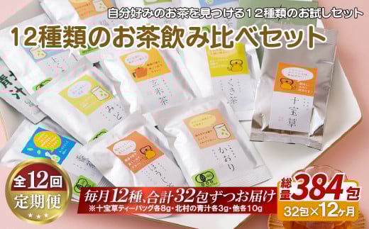 C260p 《定期便》 12種類のお茶飲み比べセット【12回お届け】