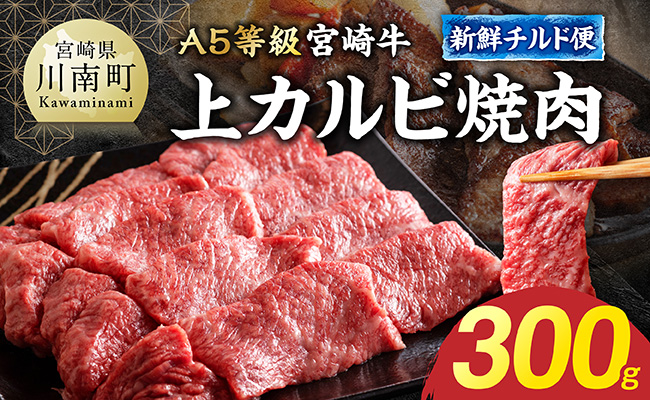 【A5等級】【新鮮チルド便】宮崎牛上カルビ焼肉　300g 【 お肉 焼肉 和牛 牛肉 宮崎牛 A5 】