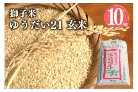 【令和7年産】 獅子米 ゆうだい21 玄米10kg 岡田ファーム あなたが選ぶ日本一おいしい米コンテスト 最優秀金賞 受賞 お米 米 おこめ ブランド米 10キロ 国産 単一原料米 コメ こめ ご飯 銘柄米 茨城県産 茨城 産直 産地直送 農家直送 ごはん 家庭用 贈答用 お取り寄せ ギフト 茨城県 石岡市 (G432) (B02-015)