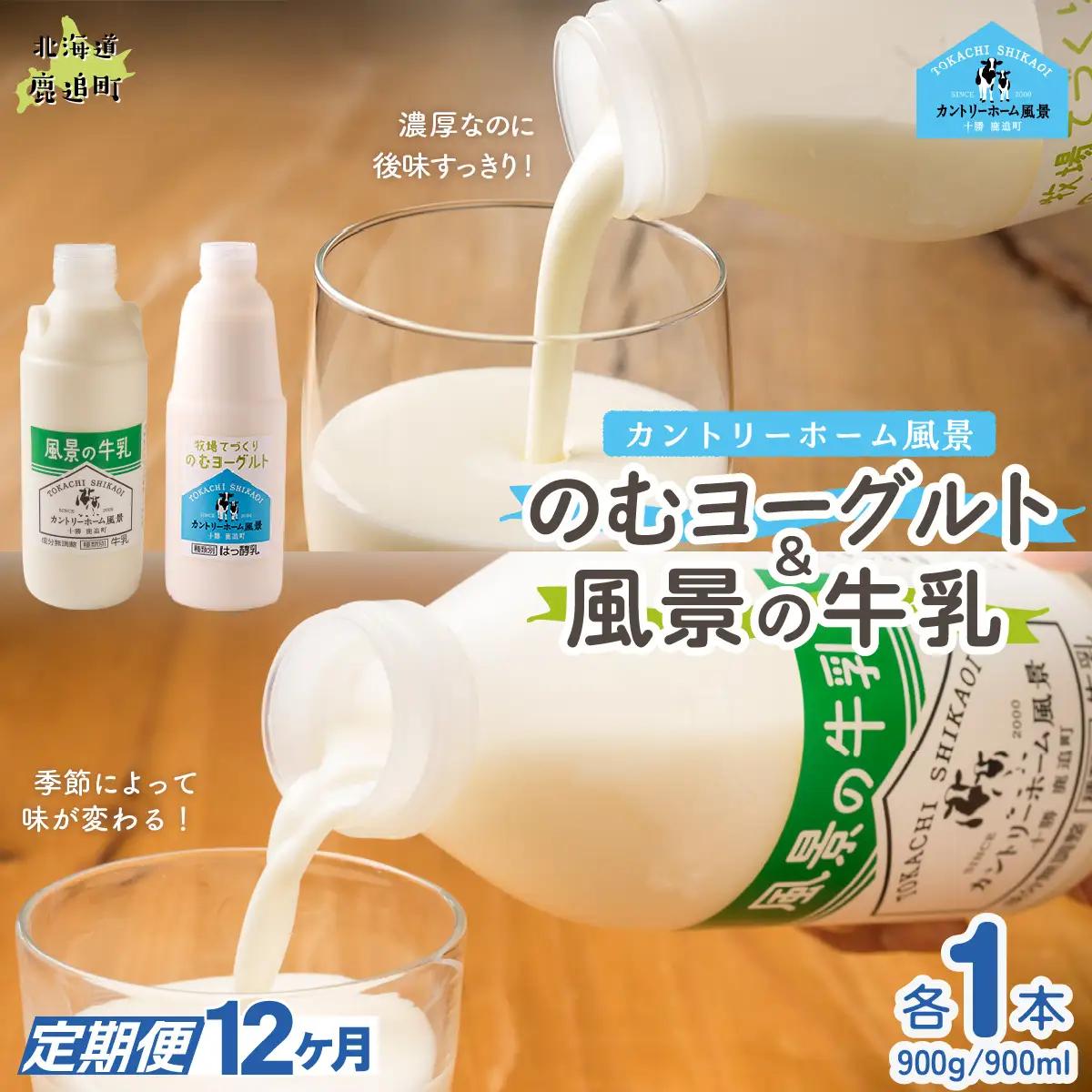 【定期12ヶ月】のむヨーグルト900g 風景の牛乳900ml 各1本 SKB094