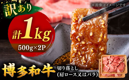 【 訳あり 】 博多和牛 焼肉 切り落とし 1kg （500g×2p）  桂川町/株式会社 MEAT PLUS[ADAQ086]和牛 特選和牛 切り落とし　訳アリ　切り落とし牛肉 