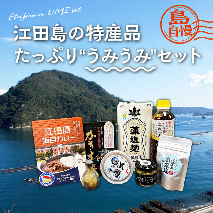 【ふるさと納税】島で自慢の特産品をセットでお届け！ 江田島の恵みたっぷりうみうみセット 花入れ 麺 カレー みそ 人気 簡単 レシピ ギフト 広島県産 江田島市/江田島市観光協会[XAI002] 瀬戸内 牡蠣 かき カキ オリーブオイル うどん 麺 味噌 醤油 調味料