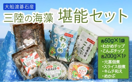 三陸の海藻 堪能セット 6種 ( わかめチップ こんぶチップ 元茎わかめ佃煮 元茎わかめスライス佃煮 茎わかめのキムチ和え きざみめかぶ ) 小分け わかめ キムチ メカブ 海藻 テレビ TV 放送 ニュース 番組 大船渡 大船渡市 三陸 岩手県