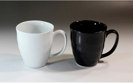 A15-97 藤井錦彩作 白磁天目マグカップペアセット 有田焼