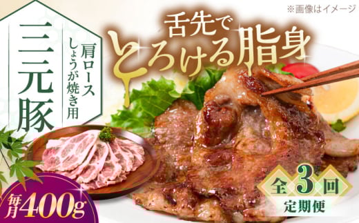 【全3回定期便】三元豚 肩ロース しょうが焼き用 400g (200g×2P)《喜茂別町》【平田牧場】 三元豚 肉 豚肉 ロース 生姜焼き スライス 冷凍 冷凍配送 定期便 北海道 平田牧場 [AJAP136]