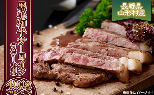 
            黒毛和牛 サーロイン（ステーキ用） 400g（200g×2パック）長野県産 3602
          