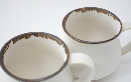 【波佐見焼】Folk Design 渕錆白マット ペア アロママグ 食器【玉有】[IE41]