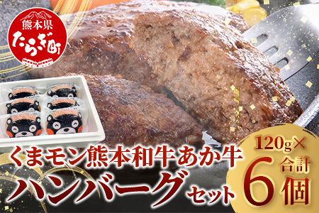 【年内お届け】熊本県産 あか牛 100％ ハンバーグ 120g×6個 あか牛のたれ200ml セット ※12/18-28発送※  くまモン パッケージ 牛肉 くまモン ハンバーグ あか牛 牛肉 肉 熊本産 国産牛 和牛 うま味 はんばーぐ 熊本県 046-0639-R612