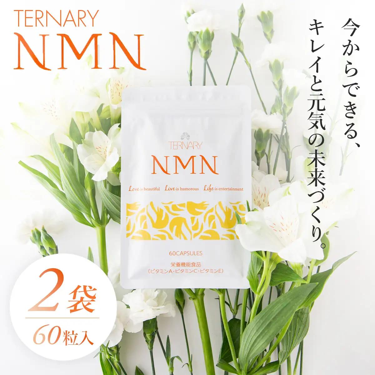 ターナリーNMN（60粒入パウチ）×２袋【エイジングケア 高純度 健康維持 毎日習慣 国内工場 緑黄色野菜 ビタミンA ビタミンC ビタミンE NAD 美容 健康 カプセル 静岡 伊豆　RNA NMN nmn サプリ サプリメント 国内製造 高純度 耐酸性 カプセル タブレット 健康 サーチュイン】