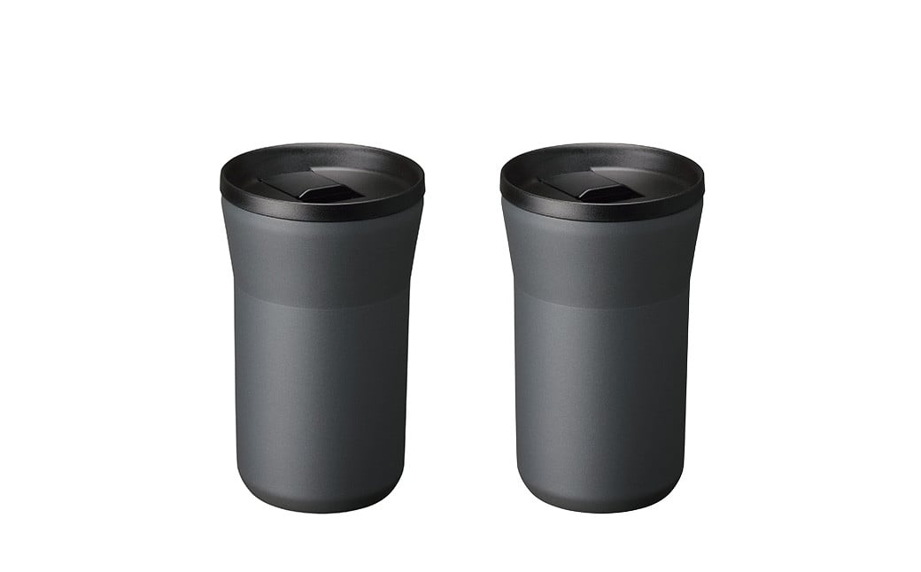 【京セラ】蓋付きタンブラー 350ml ＜ダークグレー＞ ペアセット （2個） CERAMUG タンブラー 真空容器 保冷 保温 真空断熱 セラミック トラベルカップ KYOCERA BSR-626-2