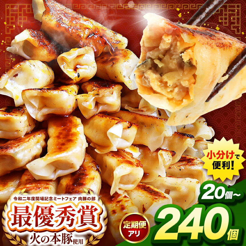 【ふるさと納税】 金賞豚肉 餃子 | 選べる内容量 定期便 「 火の本豚 」 餃子 ( 20個入り ) 20個 ～ 240個 | 餃子 火の本豚 豚肉 肉 小分け 加工品 加工肉 国産 熊本県 和水町 オススメ 大容量 冷凍 保存 家庭用 訳あり 人気 ミート ブランド豚 贅沢 リピート 高レビュー
