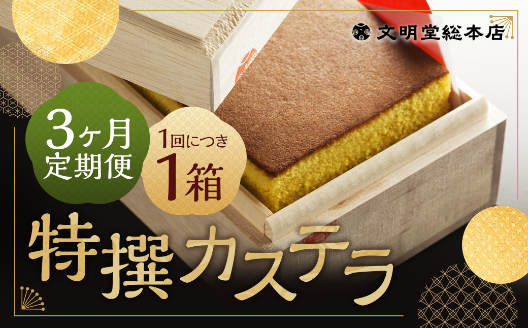 
            【3ヶ月定期便】特撰カステラ 1号 ／ 1号（580g） 和三盆糖・カステラ専用卵使用 長崎 文明堂
          
