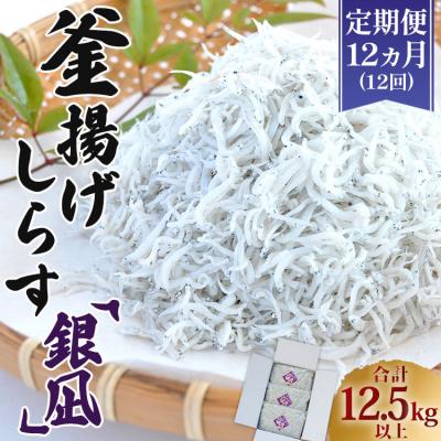 ふるさと納税 香南市 定期便 12カ月 釜揚げしらす「銀凪」350g×3袋(約1kg) Wym-0013