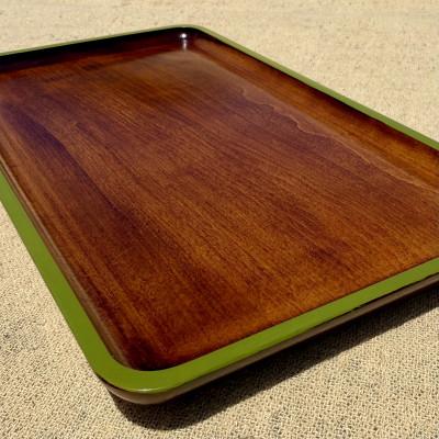 ふるさと納税 香川県 【香川漆器】35cm長角サービス盆 スリ漆 渕オリーブ |  | 01