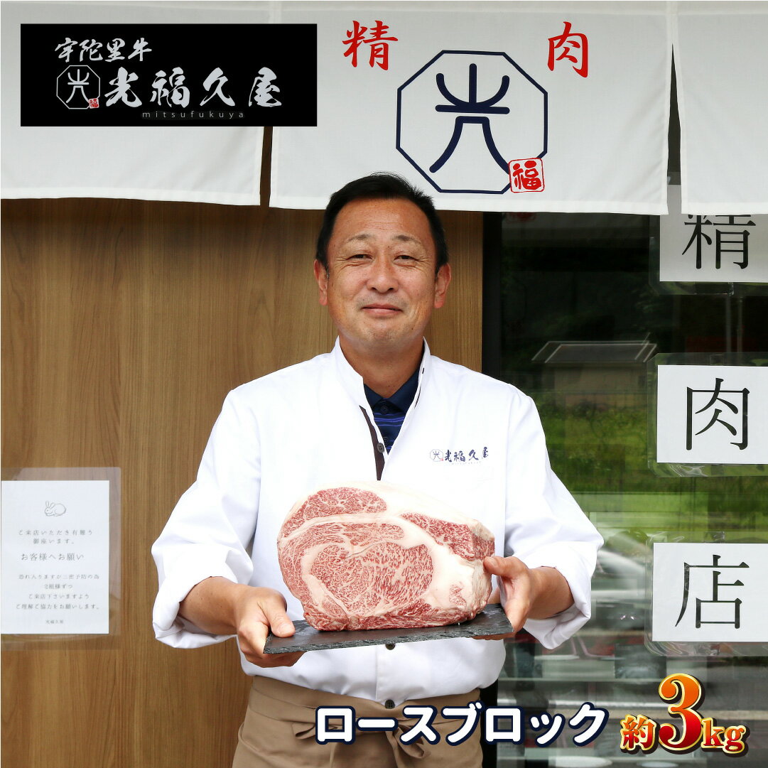 【ふるさと納税】チルド 宇陀里牛 ロース ブロック 約3kg ／ ブロック肉 肉 和牛 バーベキュー BBQ キャンプ ステーキ 黒毛和牛 父の日 母の日 お中元 暑中見舞い お土産 牛肉 真空 焼肉 奈良県 宇陀市 光福久屋