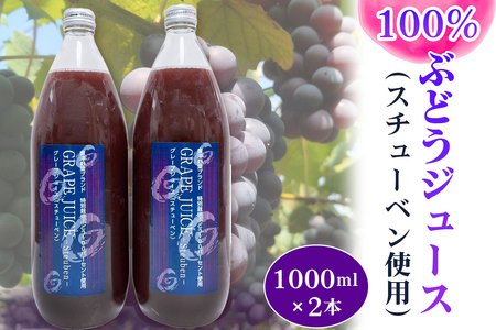 小森ぶどう園の100%ぶどうジュース (スチューベン使用) 1000ml 2本セット｜ぶどう フドウ ジュース 瓶ジュース フレッシュジュース じゅーす フルーツジュース 飲み物 飲料 ジューシー [1101]