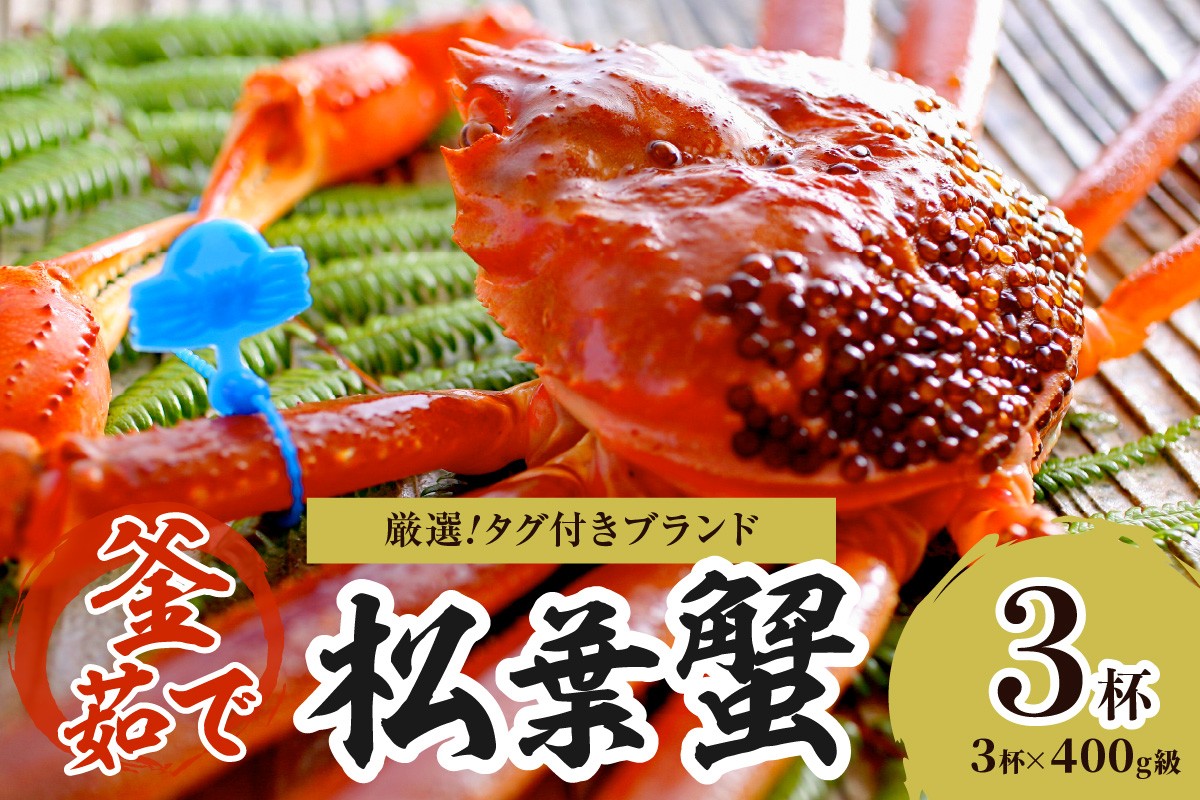 
                  【厳選！！タグ付きブランド】茹で松葉かに 鮮度抜群、釜茹でにてお届け！！ 400g級×3杯　国産 海産物 甲殻類 かに ずわいがに 松葉かに 茹で ボイル 京都 京丹後 海鮮 ふるさと納税 かに まつばがに 松葉ガニ 海祥 送料無料　YK00593
                