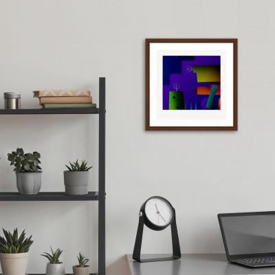 ふるさと納税 綾部市 街と木 [しかくいえ]24【絵画】 額装サイズ266mmx266mm |  | 01