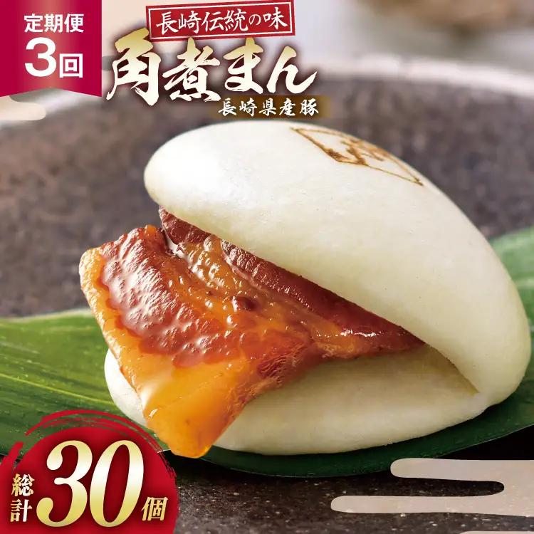 AJ223 角煮家こじま 【3回定期便】 長崎県産豚 角煮まん 10個入り 
