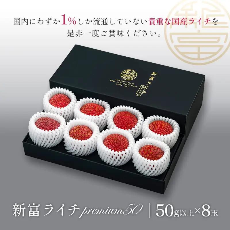 ［2027年発送］先行予約 希少！国産＜新富ライチpremium50＞50g以上×8玉 国産 ブランド フルーツ 果物 贈答品【C52-27】