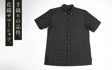 サマーシャツ（ブラック / メンズ）琉球織物 両面浮花織 ファッション フォーマル カジュアル 冠婚葬祭 / 沖縄市 FABRIC SHOP MINAMI[BCCS009]