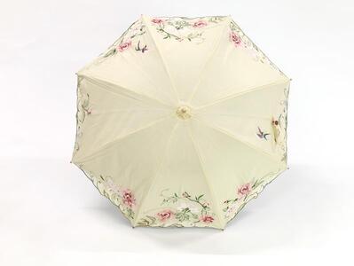 【シノワズリーモダン京都】女優日傘プレミアム 芍薬刺繍かわず張り逃熱日傘（ベージュ）