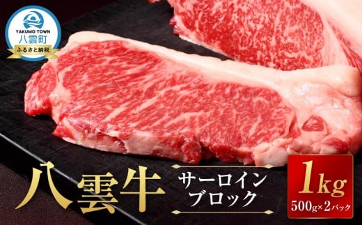 八雲牛 サーロインブロック 1kg （500g×2P）   【 牛肉 牛 肉 サーロイン 食品 グルメ お取り寄せグルメ  八雲町 北海道   】