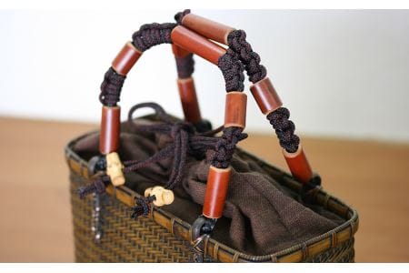 【１点限定】竹職人毛利健一が作る片締め編み竹のカゴバッグ（ミニ）