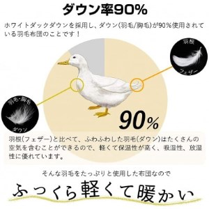 羽毛布団ダブル二枚合わせ　綿15%生地使用オールシーズンダウン90%　合掛1.0kg肌0.5kg【1310494】