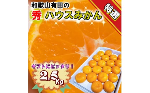 特撰品！和歌山有田の「ハウスみかん」【赤秀】約2.5kg 化粧箱入り【2025年5月中旬から7月下旬頃発送予定】【NGT3】