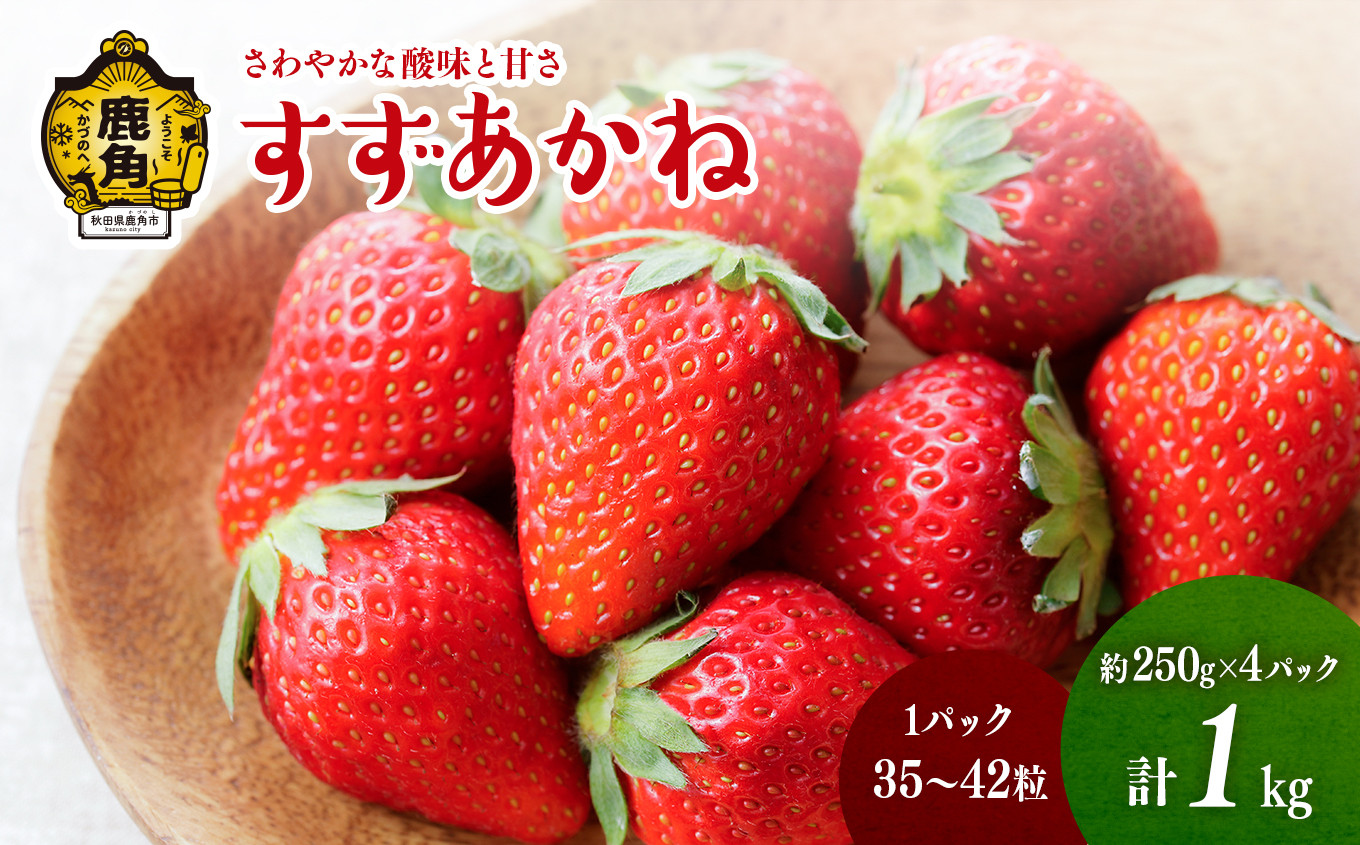 
鹿角産いちご「すずあかね」約250g×4パック（1パック:35～42粒入り）【神田農園】 県産いちご 国産いちご いちご 苺 イチゴ 新鮮 旬 採れたて 贈り物 手作り ケーキ 誕生日 バースデー グルメ デザート 故郷 秋田 あきた 鹿角市 鹿角 農家直送 産地直送
●2024年7月上旬発送開始
