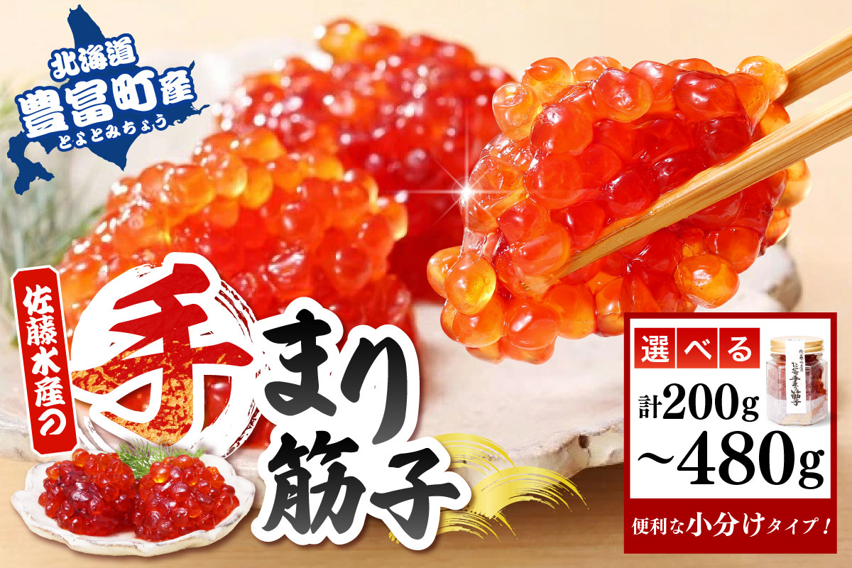 
            【選べる内容量】佐藤水産 手まり筋子 ( 瓶入り 2本 200g / 瓶入り 3本 300g / パック入り 4個 480g )
          