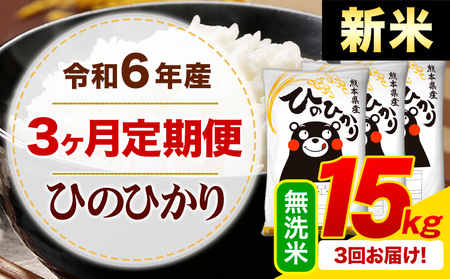 【3ヶ月定期便】令和6年産 新米 無洗米 ひのひかり 定期便 15kg《申込み翌月から発送》令和6年産 熊本県産 ふるさと納税 精米 ひの 米 こめ ふるさとのうぜい ヒノヒカリ コメ お米 hino