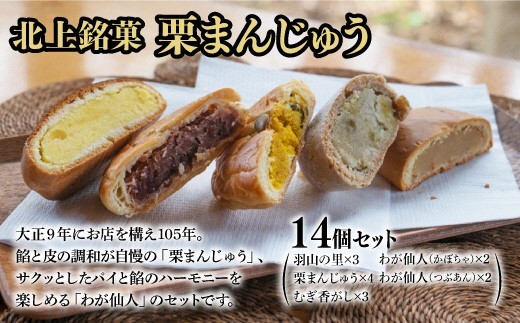 
                  北上銘菓栗 まんじゅう 詰め合わせ 14個セット 金清堂菓子舗 ご当地 お菓子 土産 お茶菓子 ギフト プレゼント お歳暮 お中元 手土産 C0617 岩手県 北上市
                