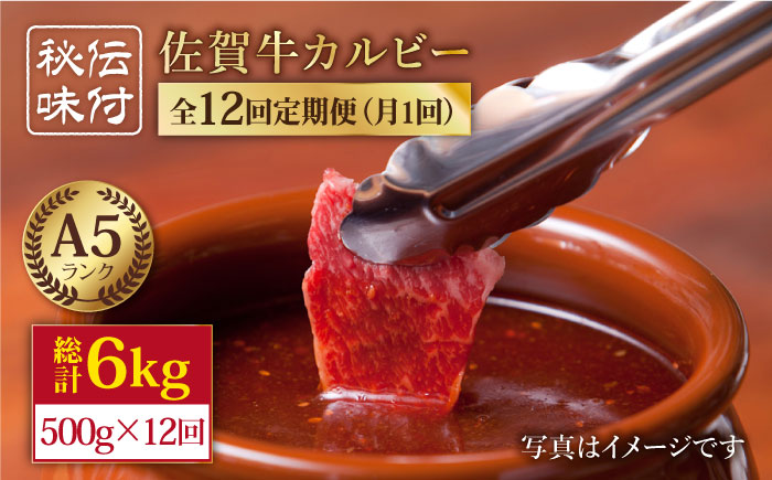 【全12回定期便】佐賀牛 味付け カルビー（500g）【肉の三栄】 [HAA043]