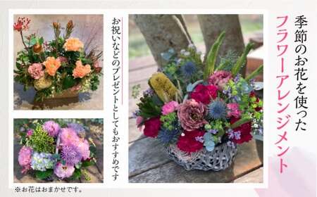 定期便 6回 季節のお花を使った フラワーアレンジメント 花 かご付き 生花 お任せ ギフト プレゼント 飾り 愛知県 田原市 渥美半島 90000円