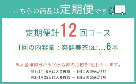 定期便 毎月 全12回 爽健美茶 2L×6本 １ケース 12ヶ月定期便