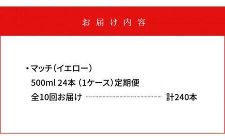 【定期便全10回】マッチ（イエロー500mlペットボトル24本）計240本